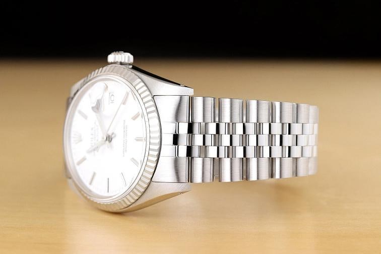 ROLEX MENS DATEJUST 16014 WHITE DIAL 18K WHITE GOLD STAINLESS STEEL WATCH - 4