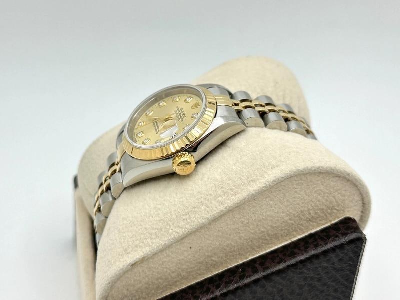 Rolex Ladies Datejust 69173 Champagne Diamond Dial 18k Gold Steel Box Paper - 6