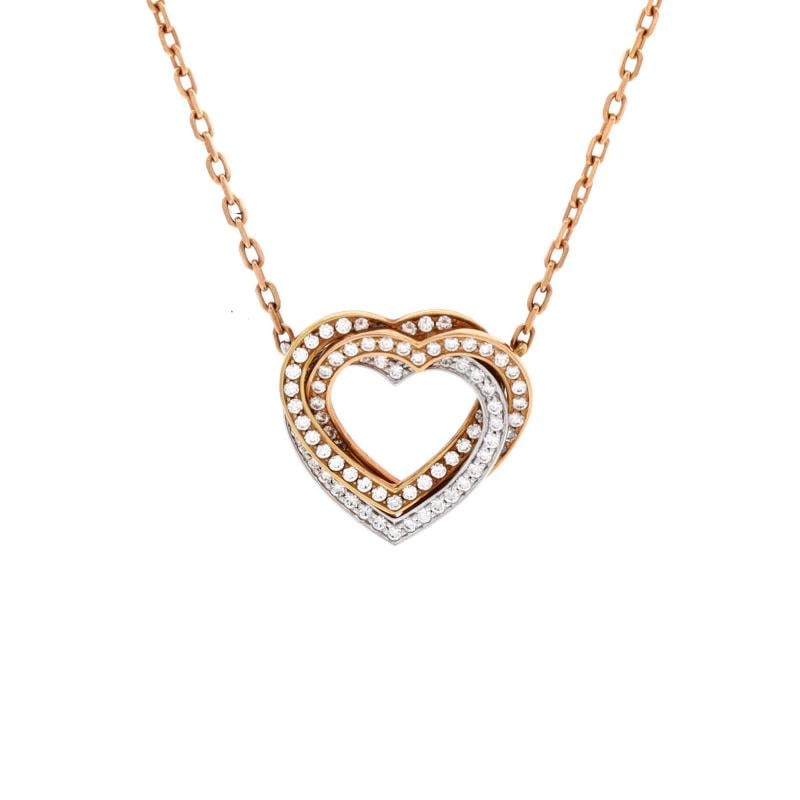 Cartier Trinity de Cartier Heart Pendant Necklace 18K Tricolor Gold with Pave: Condition: Pre-owned - Good,Brand: Cartier,Main Stone: Diamond,Metal: 18K Tri Colored Gold,Metal Purity: 18K,Style: Pendant,Type: Necklace,Color: Tricolor Gold,Material: 18K Rose Gold, 18K White