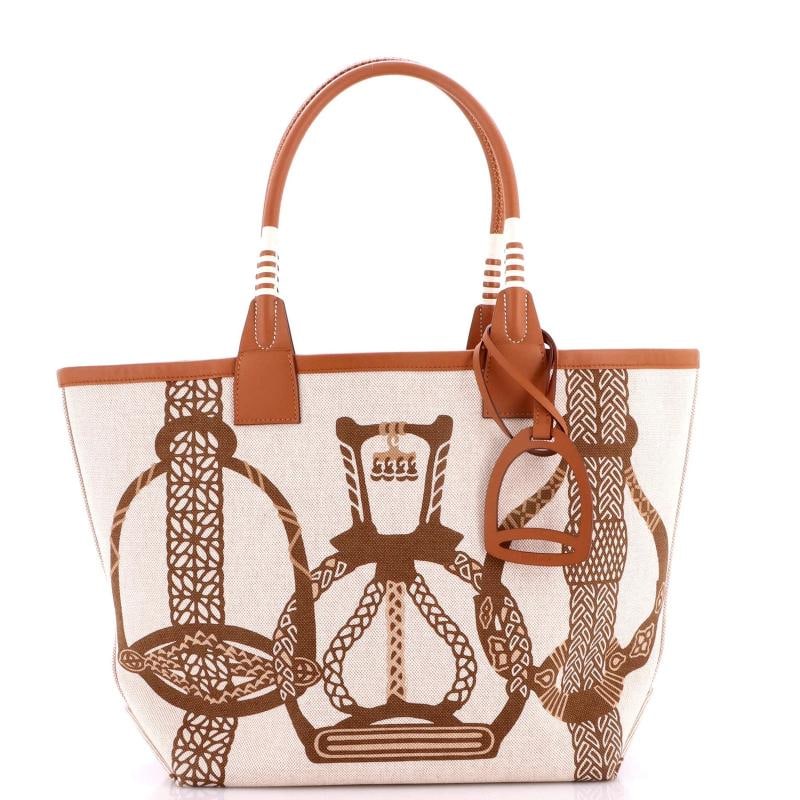 Hermes Sac Steeple Tote Printed Toile with Leather 28: Condition: Pre-owned - Excellent,Brand: Hermes,Exterior Material: Canvas Plain,Style: Totes,Exterior Color: Brown,Department: Women,Size: 28,Accessories: Clochette