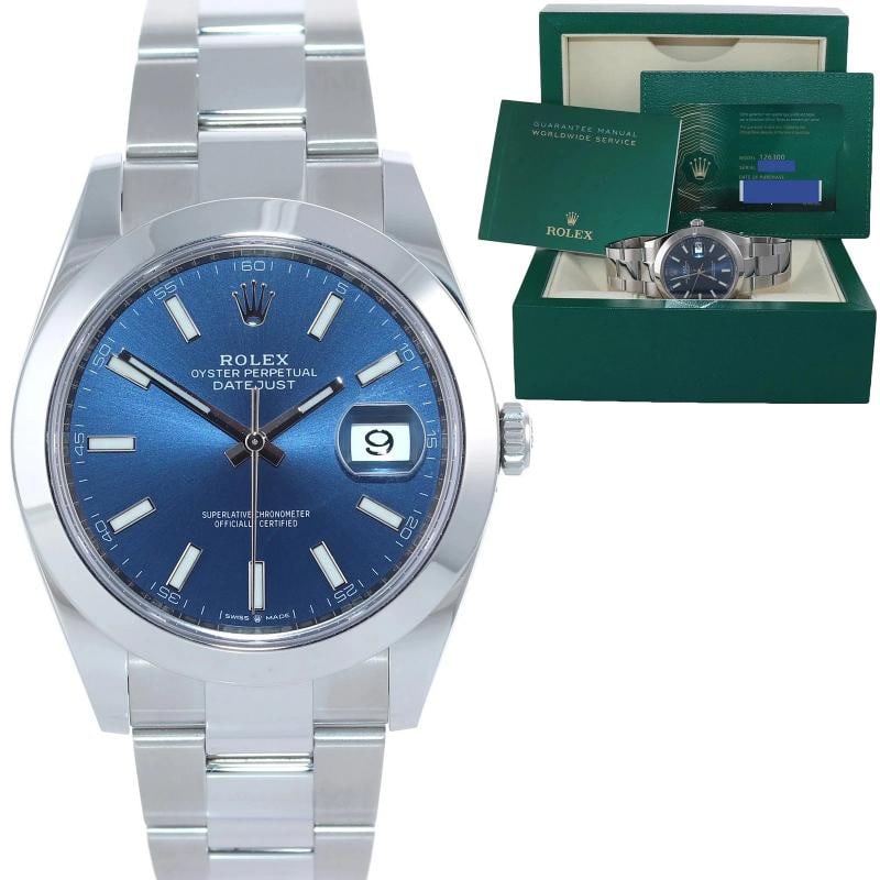 2024 NEW PAPERS Rolex DateJust 41 Steel 126300 Blue Stick Dial Oyster 41mm Watch: Condition: Pre-owned - Excellent,Brand: Rolex,Department: Unisex Adults,Type: Wristwatch,Model: DateJust,Reference Number: 126300,With Original Box/Packaging: Yes,With Papers: Original,Customized: No,