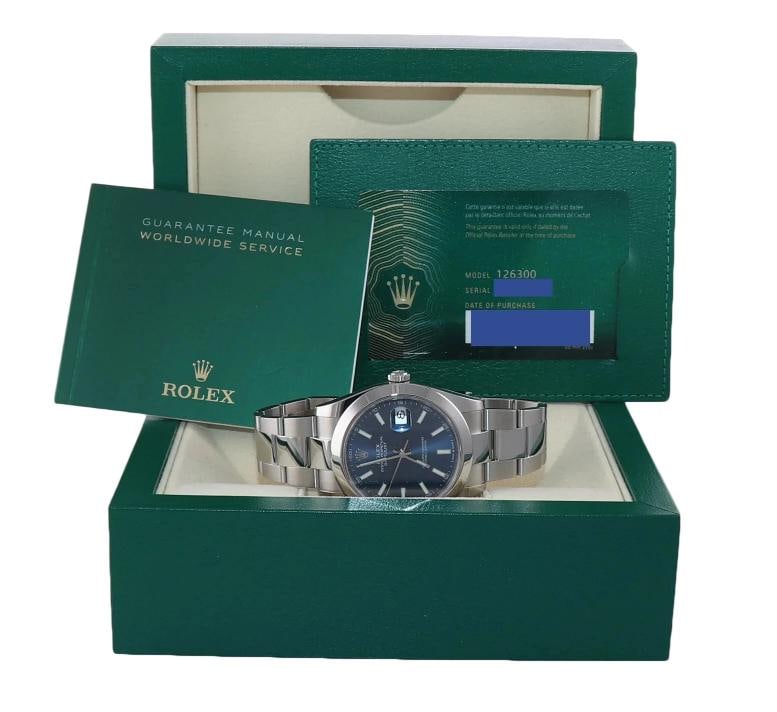 2024 NEW PAPERS Rolex DateJust 41 Steel 126300 Blue Stick Dial Oyster 41mm Watch - 8