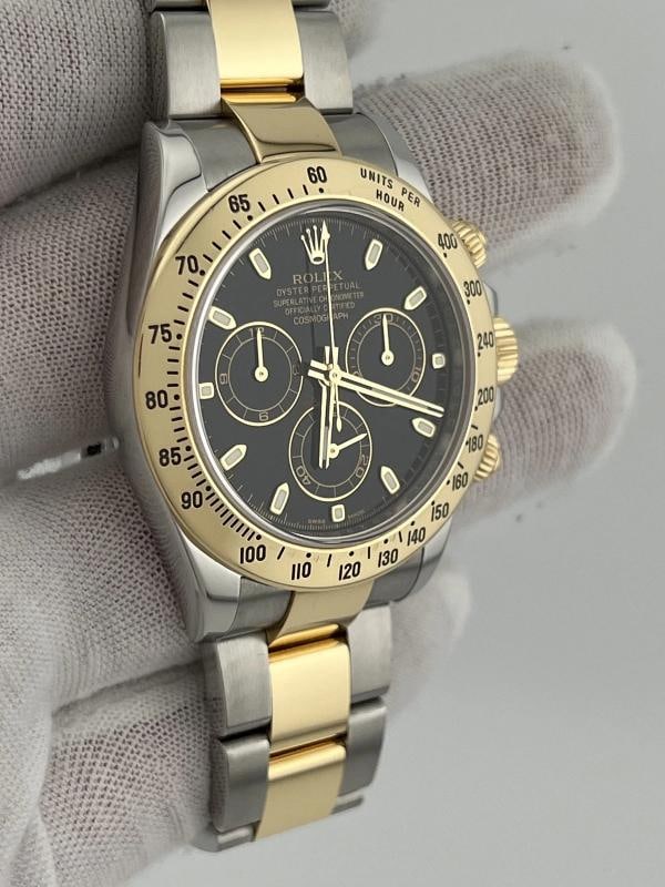 Rolex Daytona Cosmograph 116523 40mm Black Dial 18k Yellow Gold Steel Box - 10