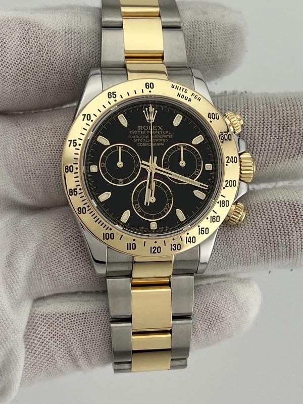 Rolex Daytona Cosmograph 116523 40mm Black Dial 18k Yellow Gold Steel Box - 6