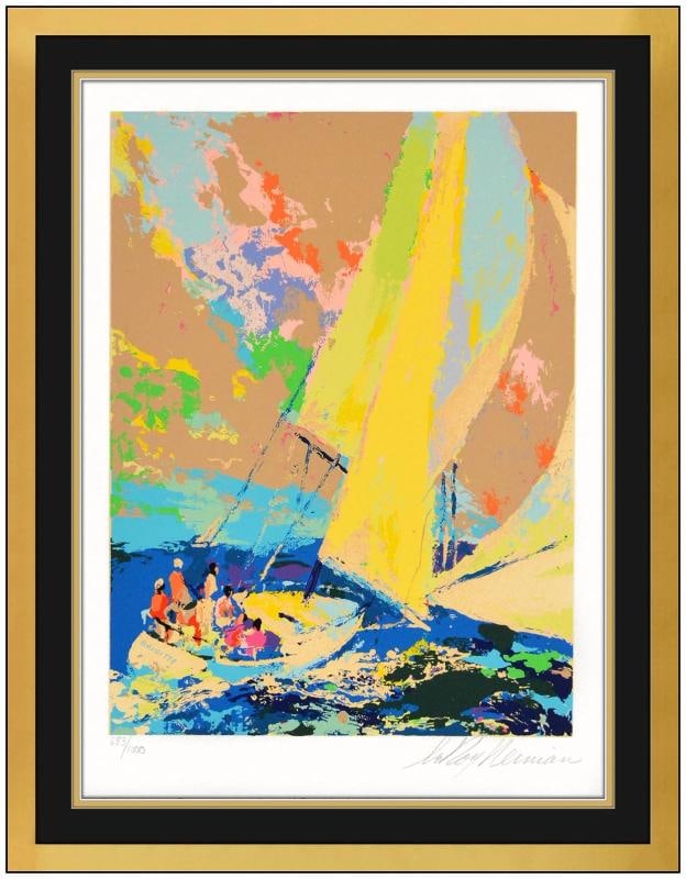 LeRoy Neiman Original Color Serigraph on Paper Normandy Sailing Signed Framed (1 of 7)