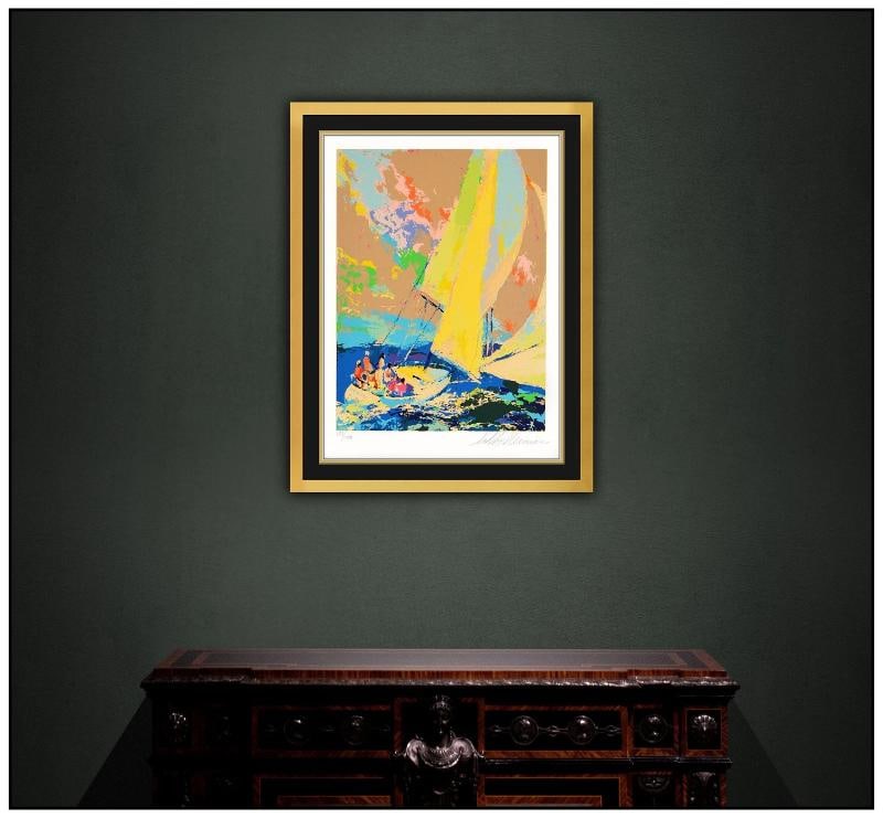 LeRoy Neiman Original Color Serigraph on Paper Normandy Sailing Signed Framed - 2