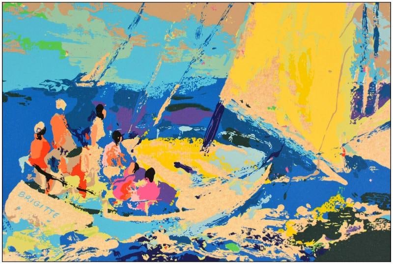 LeRoy Neiman Original Color Serigraph on Paper Normandy Sailing Signed Framed - 4