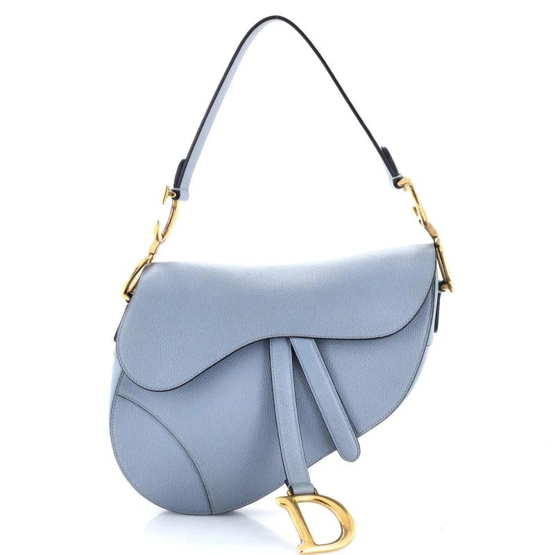 Christian Dior Saddle Handbag Leather Medium: Condition: Pre-owned - Excellent,Brand: Christian Dior,Exterior Material: Leather,Style: Shoulder Bags,Exterior Color: Blue,Department: Women,Size: Medium