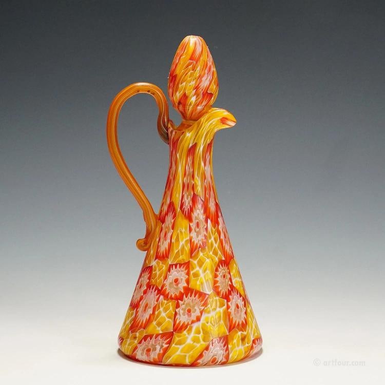 Antique Millefiori Jug with Handles by Fratelli Toso, Murano circa 1920 - 2