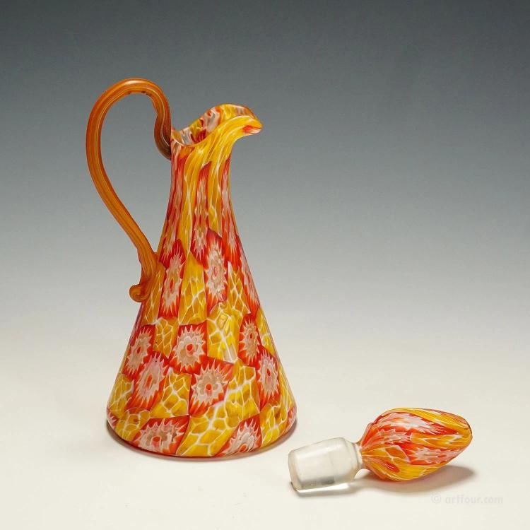 Antique Millefiori Jug with Handles by Fratelli Toso, Murano circa 1920 - 3