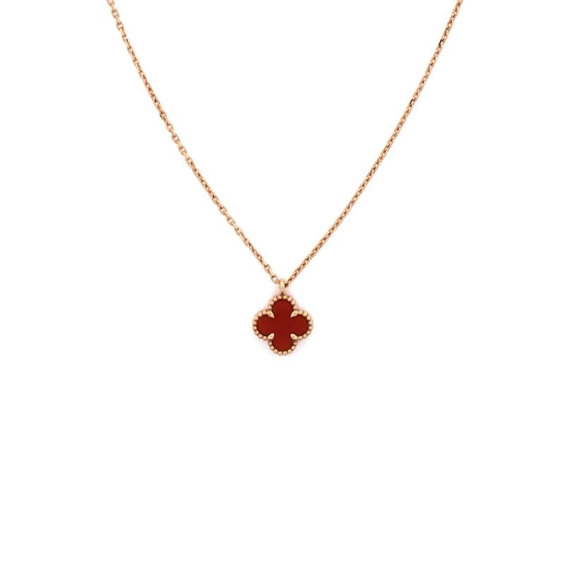 Van Cleef & Arpels Sweet Alhambra Pendant Necklace 18K Rose Gold and Carnelian: Condition: Pre-owned - Good,Brand: Van Cleef & Arpels,Main Stone: Carnelian,Metal: 18K Rose Gold,Metal Purity: 18K,Style: Pendant,Type: Necklace,Color: Rose Gold,Material: 18K Rose Gold, Carnelian