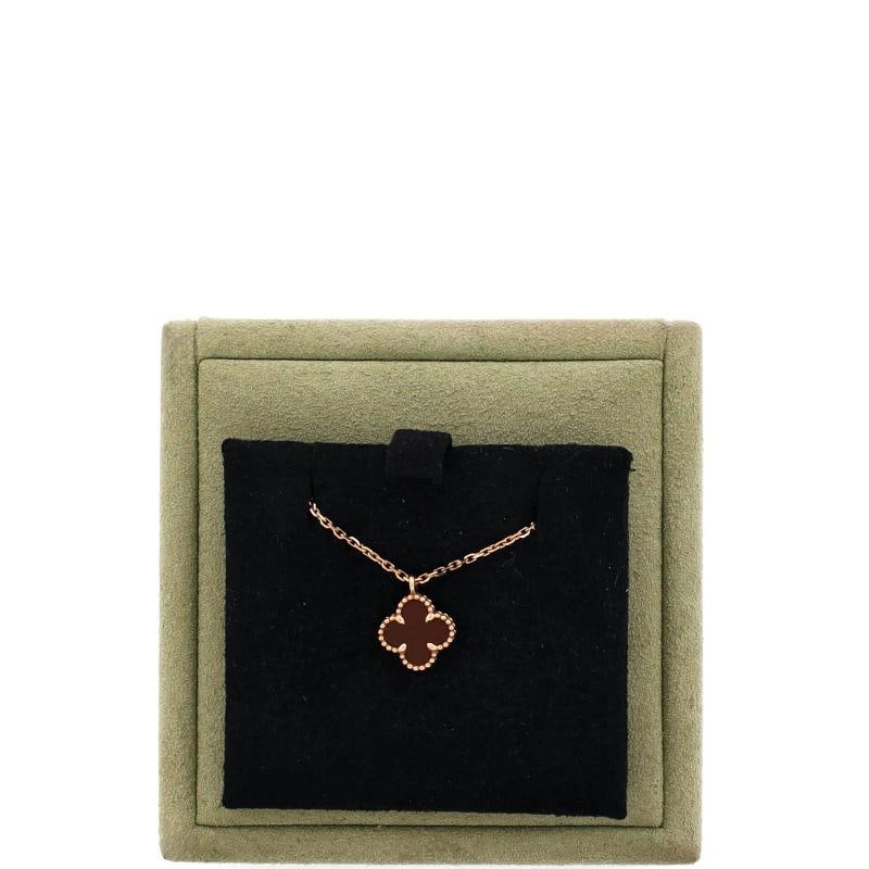 Van Cleef & Arpels Sweet Alhambra Pendant Necklace 18K Rose Gold and Carnelian - 2