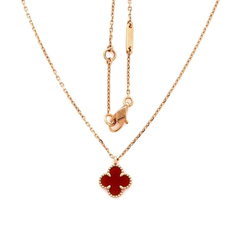 Van Cleef & Arpels Sweet Alhambra Pendant Necklace 18K Rose Gold and Carnelian - 3
