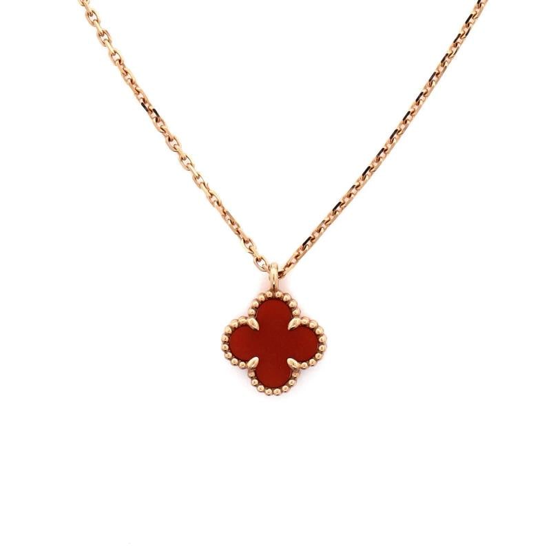 Van Cleef & Arpels Sweet Alhambra Pendant Necklace 18K Rose Gold and Carnelian - 4