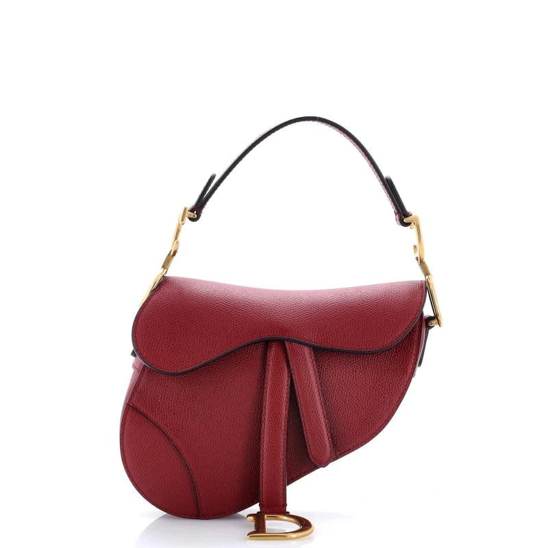 Christian Dior Saddle Handbag Leather Mini: Condition: Pre-owned - Excellent,Brand: Christian Dior,Exterior Material: Leather,Style: Shoulder Bags,Exterior Color: Red,Department: Women,Size: Mini