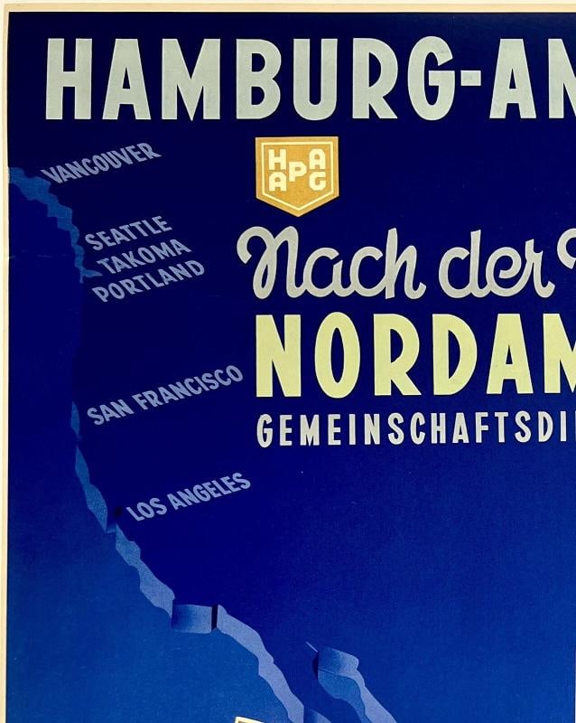 Original Vintage Poster HAMBURG AMERIKA LINIE NORDAMERIKAS HAPAG Ship Travel OL - 2