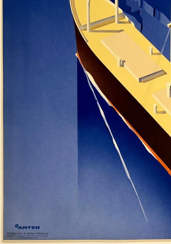 Original Vintage Poster HAMBURG AMERIKA LINIE NORDAMERIKAS HAPAG Ship Travel OL - 4