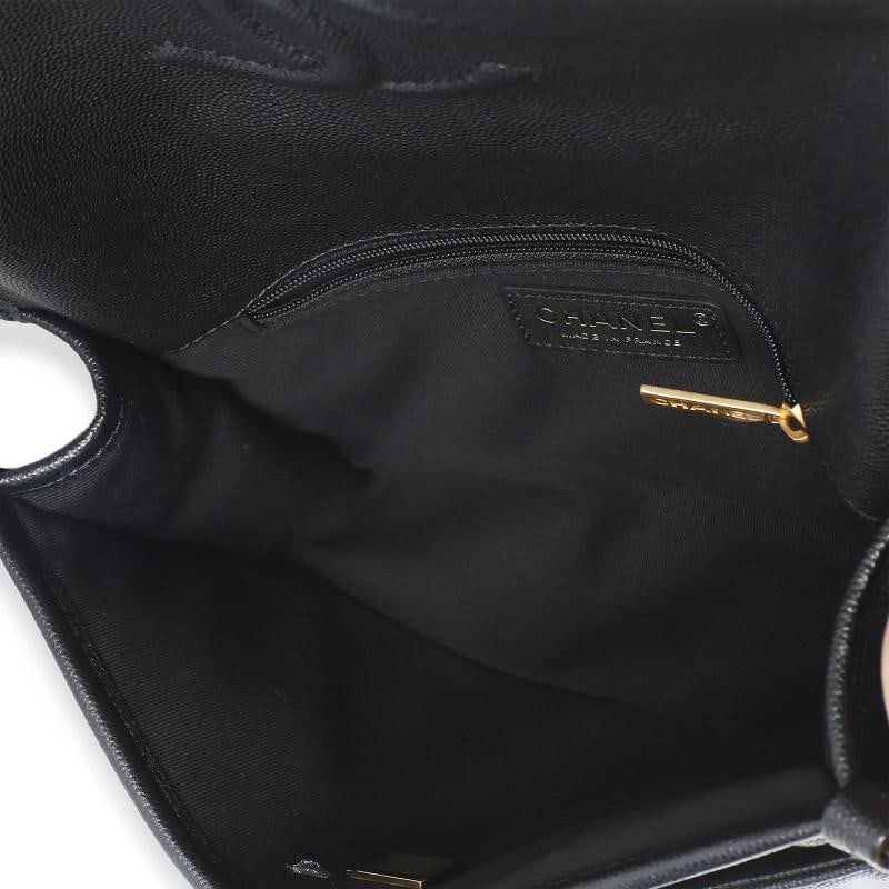Chanel Black Quilted Caviar 22K Top Handle Flap Handbag - 2