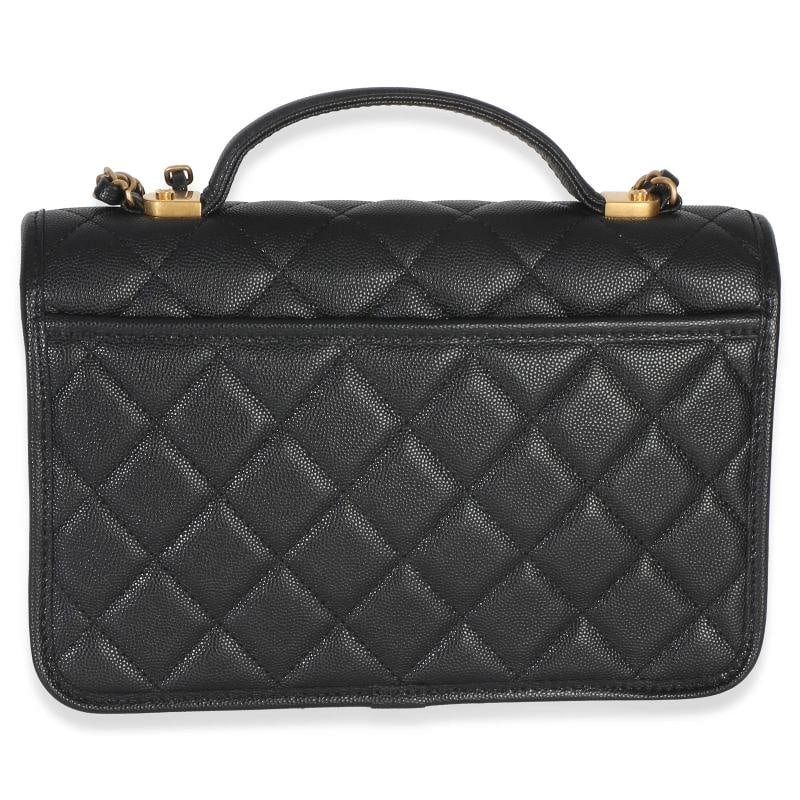 Chanel Black Quilted Caviar 22K Top Handle Flap Handbag - 5