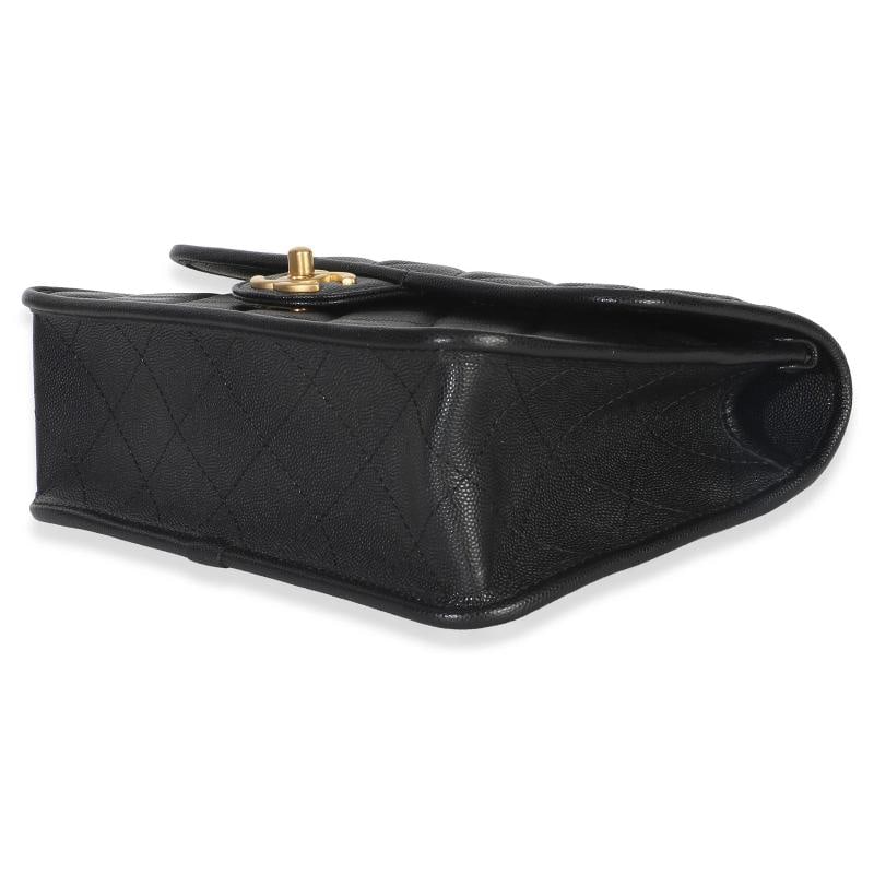 Chanel Black Quilted Caviar 22K Top Handle Flap Handbag - 7