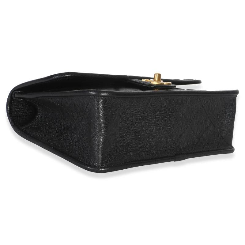 Chanel Black Quilted Caviar 22K Top Handle Flap Handbag - 8