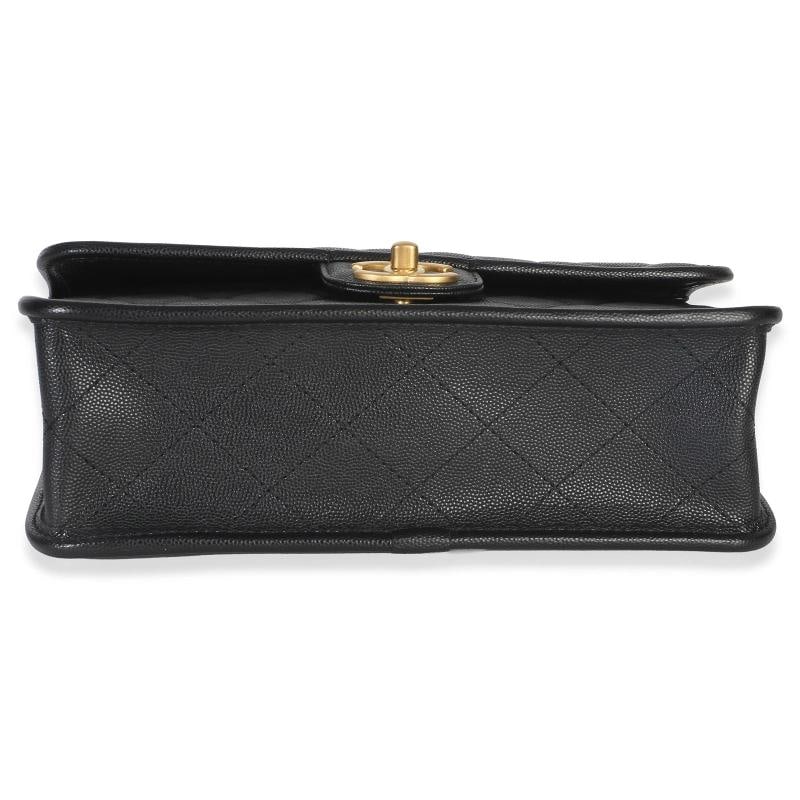 Chanel Black Quilted Caviar 22K Top Handle Flap Handbag - 9