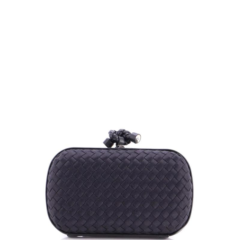 Bottega Veneta Box Knot Clutch Intrecciato Satin Small: Condition: Pre-owned - Excellent,Brand: Bottega Veneta,Exterior Material: Satin, Leather,Style: Clutches,Exterior Color: Black,Department: Women,Size: Small,Accessories: Dust Bag