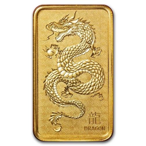 2024 1 oz Gold Bar - Perth Mint Lunar Dragon (In Assay) - 3