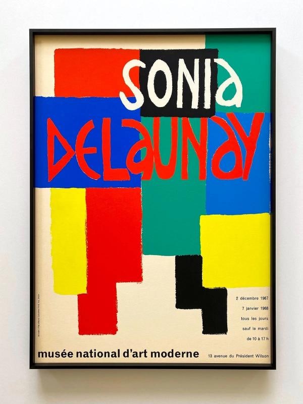 SONIA DELAUNAY RARE 1967 MODERNIST SILKSCREEN PRINT FRAMED PARIS EXHIBIT POSTER: Condition: Used,Country of Origin: France,Artist: SONIA DELAUNAY,Unit of Sale: Single Piece,Size: Medium (up to 36in.),Signed: No,Color: Multi-Color,Custom Bundle: No,Material: Paper,Framing: