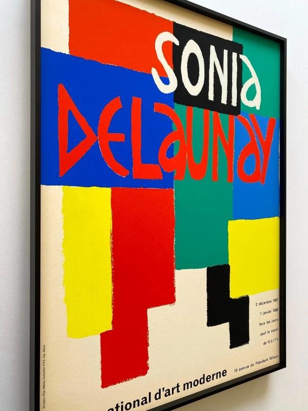 SONIA DELAUNAY RARE 1967 MODERNIST SILKSCREEN PRINT FRAMED PARIS EXHIBIT POSTER - 6