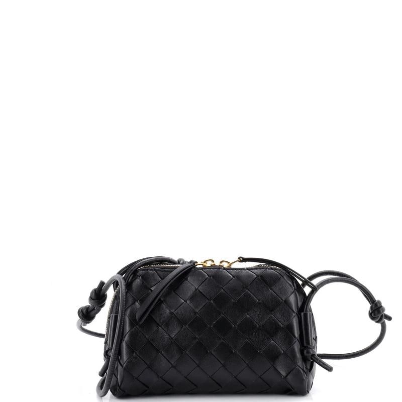 Bottega Veneta Concert Crossbody Pouch Intrecciato Nappa Mini: Condition: Pre-owned - Excellent,Brand: Bottega Veneta,Exterior Material: Leather,Style: Cross Body Bags,Exterior Color: Black,Department: Women,Size: Mini
