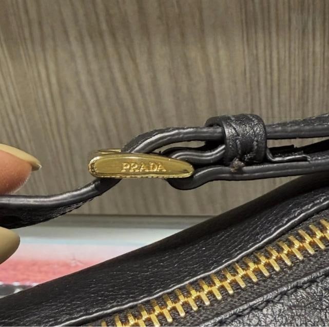 Prada Enameled Metal Triangle Leather Pouch Shoulder Bag - 3
