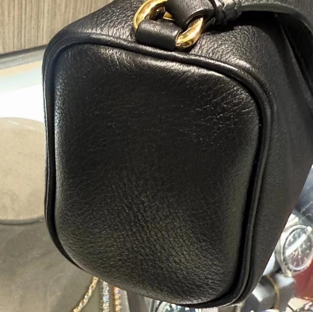 Prada Enameled Metal Triangle Leather Pouch Shoulder Bag - 6