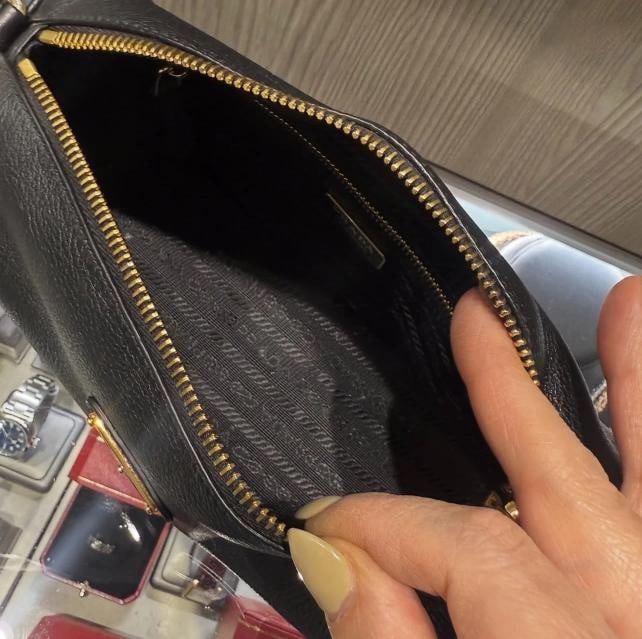 Prada Enameled Metal Triangle Leather Pouch Shoulder Bag - 8