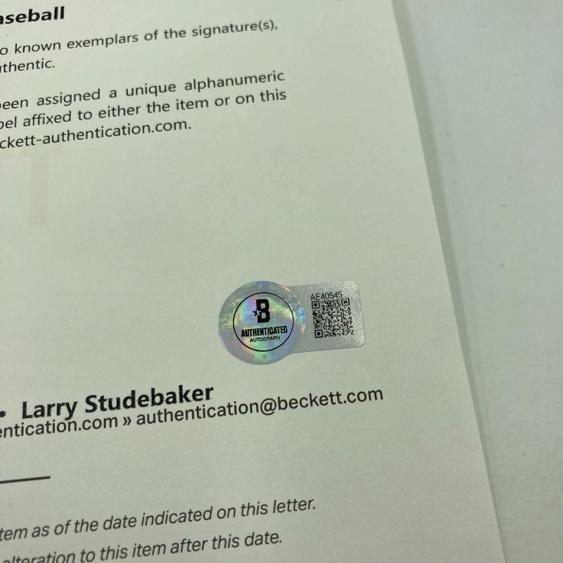 Stan Coveleski Single Signed Baseball Beckett COA - 5