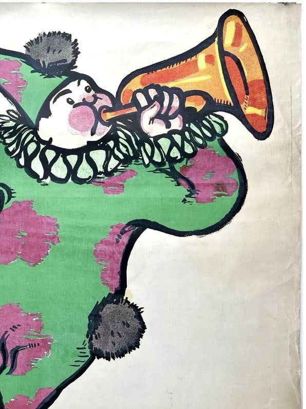 Original Vintage Poster APOLLO Circus Clown Art Deco HANS SACHS LINEN Rare! - 3