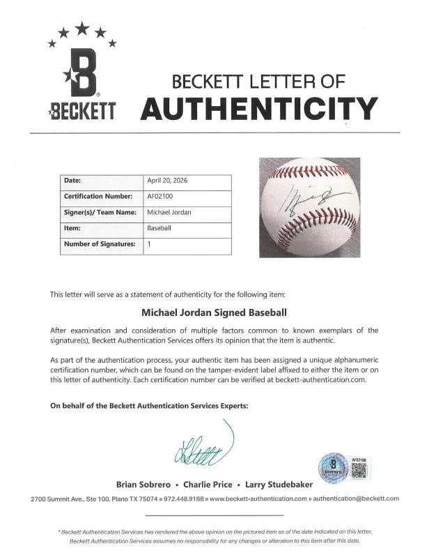 Michael Jordan Signed Autographed Baseball UDA Holo & Beckett COA - 4
