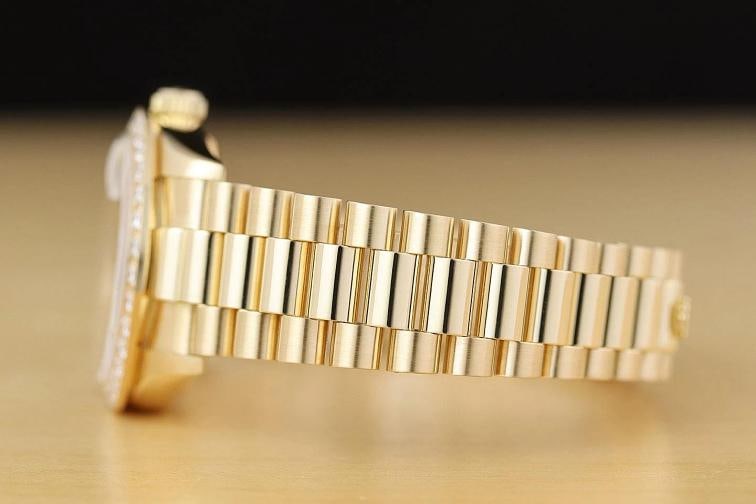 ROLEX PRESIDENT 68278 FACTORY DIAMOND DIAL 1.5 CT BEZEL 18K YELLOW GOLD WATCH - 5