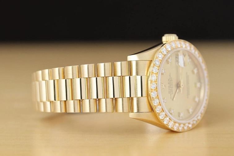 ROLEX PRESIDENT 68278 FACTORY DIAMOND DIAL 1.5 CT BEZEL 18K YELLOW GOLD WATCH - 7