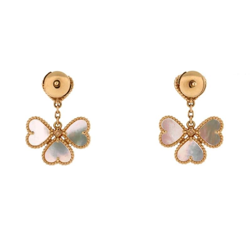 Van Cleef & Arpels Sweet Alhambra Effeuillage Heart Earrings 18K Yellow Gold - 3