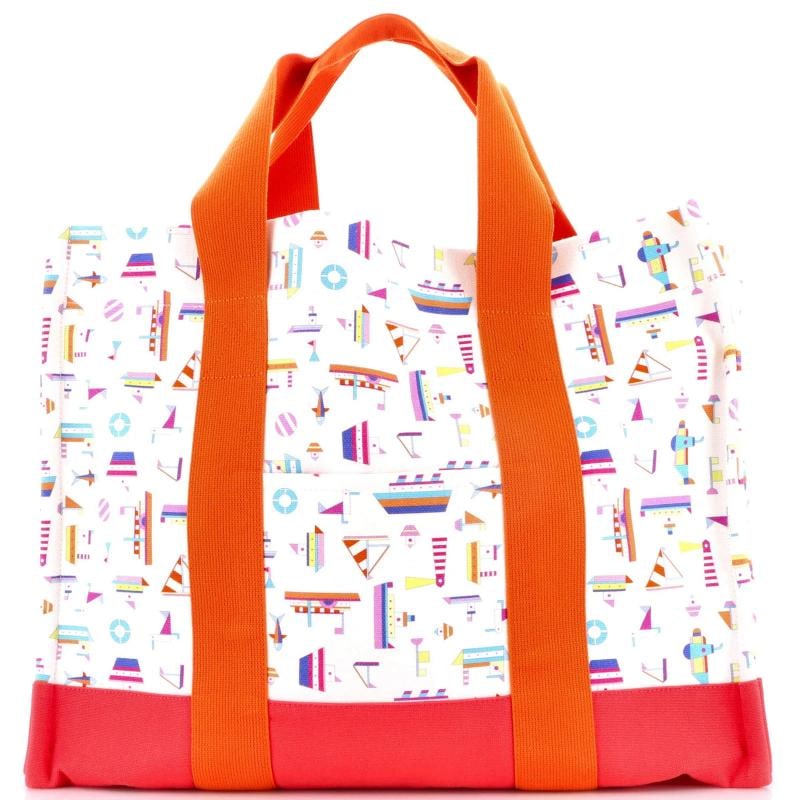 Hermes Petit Chartier Nappy Bag Printed Toile Large: Condition: Pre-owned - Excellent,Brand: Hermes,Exterior Material: Canvas Plain,Style: Totes,Exterior Color: Pink,Department: Women,Size: Large,Accessories: Changing Pad Condition: Great. Exterior: