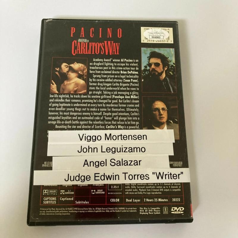 Carlito's Way Cast Signed DVD Movie Leguizamo Mortensen Salazar Torres JSA COA - 4