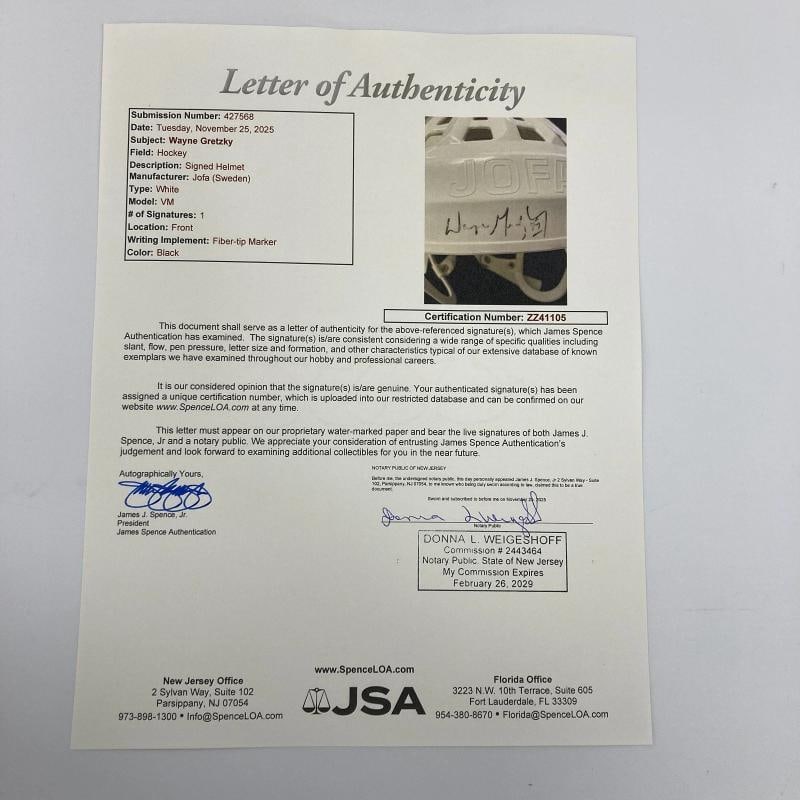 Wayne Gretzky Signed NHL Jofa Hockey Helmet JSA COA - 2