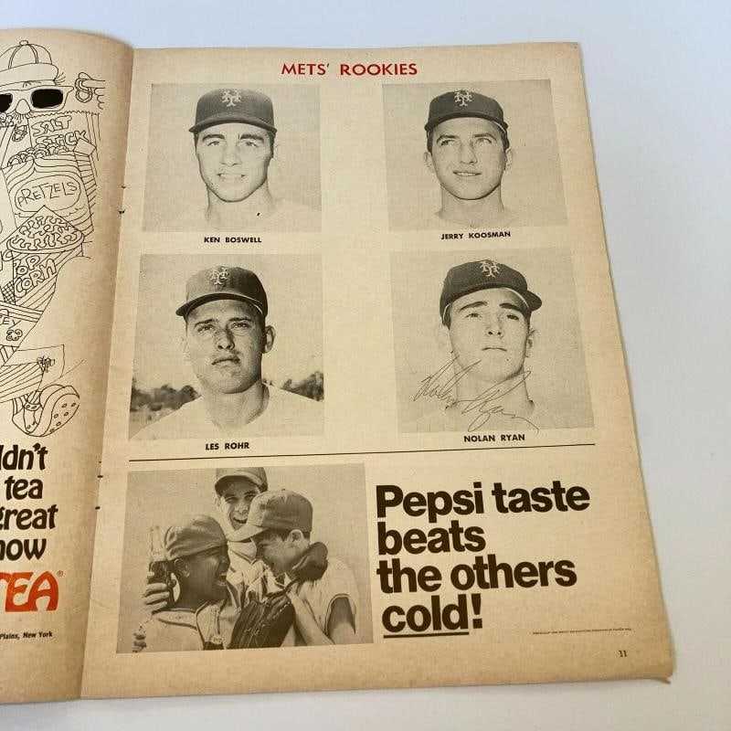 Nolan Ryan Rookie Signed Vintage 1968 New York Mets Program With JSA COA - 3