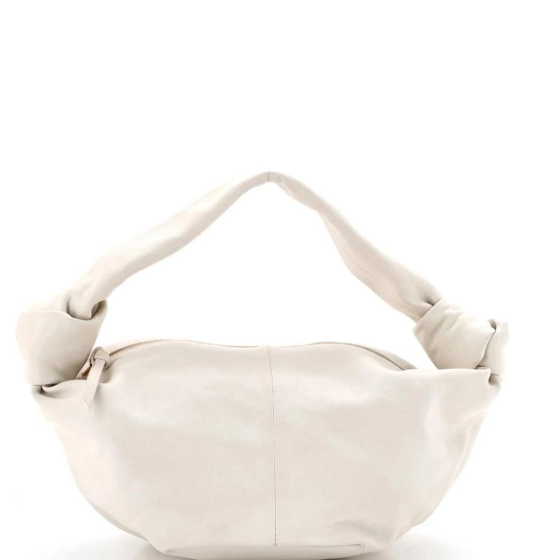 Bottega Veneta Double Knot Hobo Leather Mini: Condition: Pre-owned - Good,Brand: Bottega Veneta,Exterior Material: Leather,Style: Hobos,Exterior Color: White,Department: Women,Size: Mini,Accessories: Dust Bag