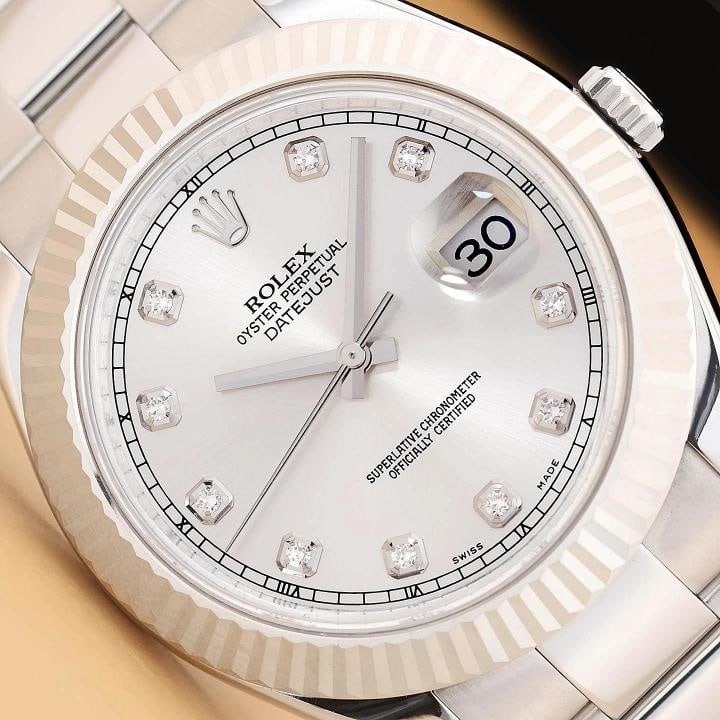 2010 CARD ROLEX DATEJUST II 41MM 116334 SILVER DIAMOND DIAL 18K GOLD STEEL WATCH: Condition: Pre-owned - Excellent,Brand: Rolex,Department: Men's,Style: Casual, Dress/Formal, Luxury, Sport, Luxury: Dress Styles,Features: Chronometer, Sapphire Crystal, Screwdown Crown, Self-Winding,