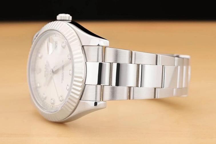 2010 CARD ROLEX DATEJUST II 41MM 116334 SILVER DIAMOND DIAL 18K GOLD STEEL WATCH - 4