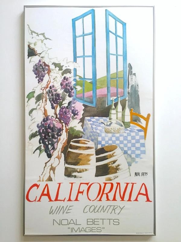 VTG 1980'S NOAL BETTS " CALIFORNIA WINE COUNTRY " LITHOGRAPH PRINT FRAMED POSTER - 12