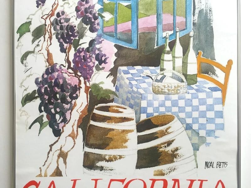 VTG 1980'S NOAL BETTS " CALIFORNIA WINE COUNTRY " LITHOGRAPH PRINT FRAMED POSTER - 3