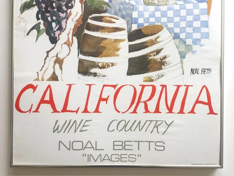 VTG 1980'S NOAL BETTS " CALIFORNIA WINE COUNTRY " LITHOGRAPH PRINT FRAMED POSTER - 4